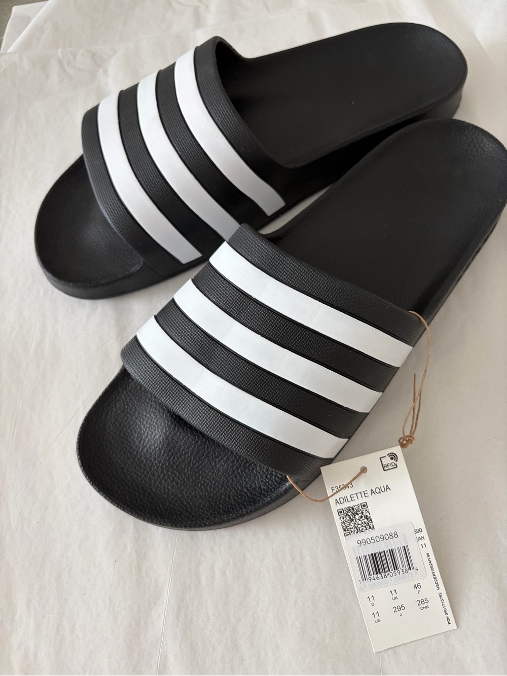 adidas Black and White Adilette Slide Sandals